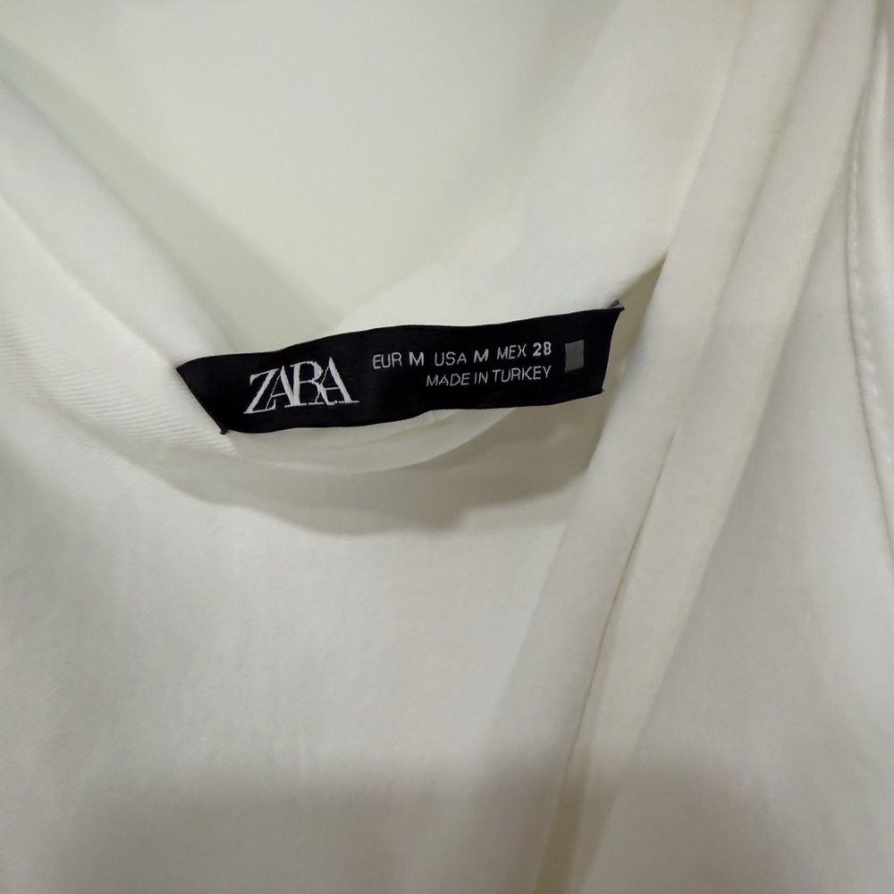 Zara White Drape Neck Blouse - Picture 2 of 2